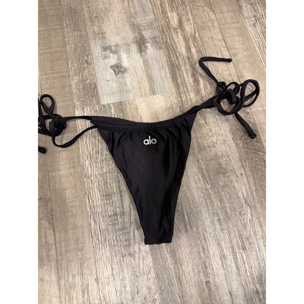 Frankies Bikinis x Alo Yoga Black Tie Side Tatum Bikini Bottoms Large NWOT